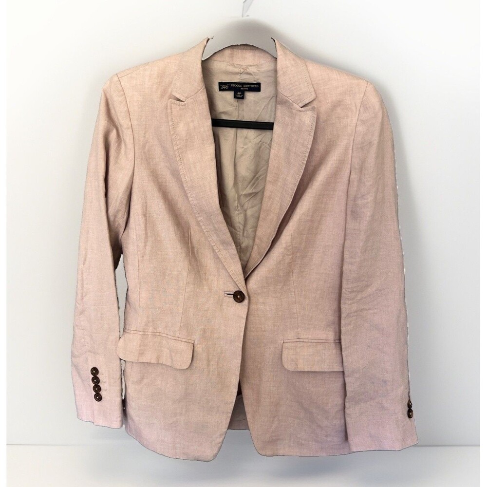 Brooks Brothers 346 Blazer Linen Women’s Size 4 P One-Button Notch Lapel Jacket